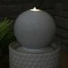 Best deal 😀 Sunnydaze Decor Sunnydaze Modern Orb on Circle-Pattern Base Ceramic Outdoor Fountain with LED Lights, Gray 😀