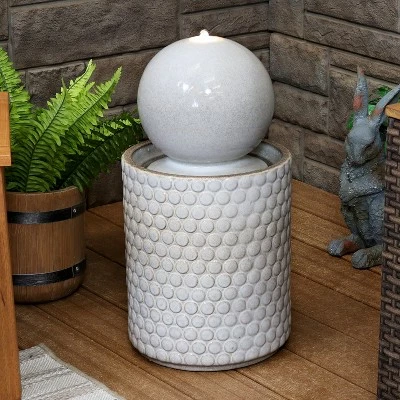Best deal 😀 Sunnydaze Decor Sunnydaze Modern Orb on Circle-Pattern Base Ceramic Outdoor Fountain with LED Lights, Gray 😀 4 Best deal 😀 Sunnydaze Decor Sunnydaze Modern Orb on Circle-Pattern Base Ceramic Outdoor Fountain with LED Lights, Gray 😀 - Image 2