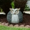 Best Sale 🔥 Alpine Corporation Alpine 13" Solar Owl Magnesium Oxide Statue Gray 🛒