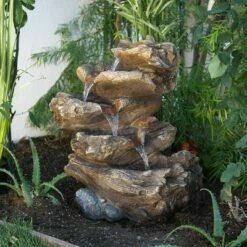 Wholesale 🔔 Alpine Corporation Alpine 22" Rainforest Five Tier Fountain with LED Lights Gray 🤩