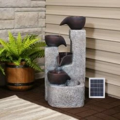 Coupon 🌟 Sunnydaze Decor Sunnydaze Outdoor Polyresin Solar Powered Aged Tiered Vessels Water Fountain with Battery Backup - 29" 🎉 -Garden Decor Shop unnamed file 6633