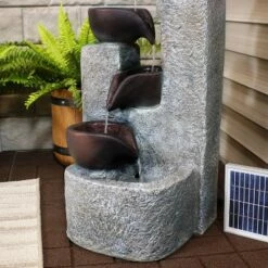 Coupon 🌟 Sunnydaze Decor Sunnydaze Outdoor Polyresin Solar Powered Aged Tiered Vessels Water Fountain with Battery Backup - 29" 🎉 -Garden Decor Shop unnamed file 6637