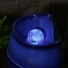 Top 10 🎁 Sunnydaze Decor Sunnydaze Abstract Wave Ceramic Outdoor Water Fountain with LED Lights, Blue ❤️