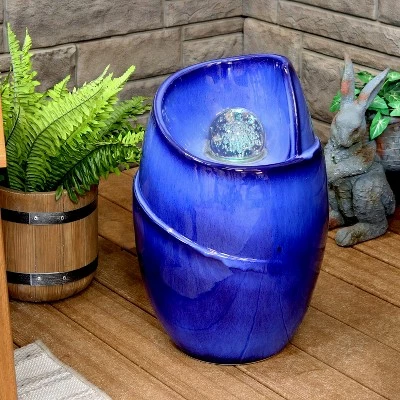 Top 10 🎁 Sunnydaze Decor Sunnydaze Abstract Wave Ceramic Outdoor Water Fountain with LED Lights, Blue ❤️ 4 Top 10 🎁 Sunnydaze Decor Sunnydaze Abstract Wave Ceramic Outdoor Water Fountain with LED Lights, Blue ❤️ - Image 2