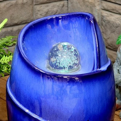 Top 10 🎁 Sunnydaze Decor Sunnydaze Abstract Wave Ceramic Outdoor Water Fountain with LED Lights, Blue ❤️ 8 Top 10 🎁 Sunnydaze Decor Sunnydaze Abstract Wave Ceramic Outdoor Water Fountain with LED Lights, Blue ❤️ - Image 6