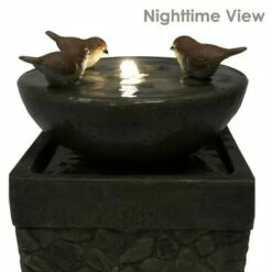Brand new ⭐ Sunnydaze Decor Sunnydaze 25"H Electric Polyresin Three Bathing Birds Outdoor Water Fountain with LED Light 🔥