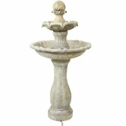 Brand new ⭐ Sunnydaze Decor Sunnydaze Outdoor 2-Tier Solar Powered Polyresin Arcade Water Fountain with Battery Backup and LED Light - 45" - Earth Finish 👏 -Garden Decor Shop unnamed file 6744