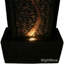 Promo 🥰 Sunnydaze Decor Sunnydaze 39"H Electric Polyresin and Fiberglass Modern Road Column Outdoor Water Fountain with LED Lights ⌛