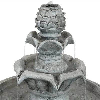 Outlet ❤️ Sunnydaze Decor Sunnydaze Outdoor Solar Powered Ornate Elegance Tiered Water Fountain with Battery Backup and LED Light - 41" - White Finish 🌟 4 Outlet ❤️ Sunnydaze Decor Sunnydaze Outdoor Solar Powered Ornate Elegance Tiered Water Fountain with Battery Backup and LED Light - 41" - White Finish 🌟 - Image 2