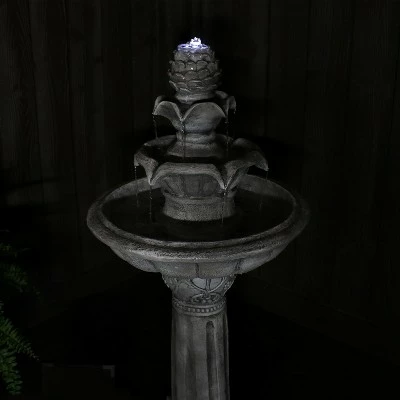 Outlet ❤️ Sunnydaze Decor Sunnydaze Outdoor Solar Powered Ornate Elegance Tiered Water Fountain with Battery Backup and LED Light - 41" - White Finish 🌟 8 Outlet ❤️ Sunnydaze Decor Sunnydaze Outdoor Solar Powered Ornate Elegance Tiered Water Fountain with Battery Backup and LED Light - 41" - White Finish 🌟 - Image 6