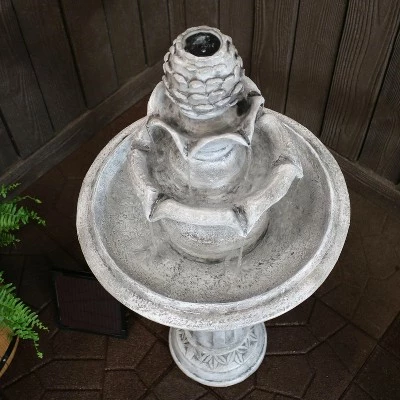 Outlet ❤️ Sunnydaze Decor Sunnydaze Outdoor Solar Powered Ornate Elegance Tiered Water Fountain with Battery Backup and LED Light - 41" - White Finish 🌟 11 Outlet ❤️ Sunnydaze Decor Sunnydaze Outdoor Solar Powered Ornate Elegance Tiered Water Fountain with Battery Backup and LED Light - 41" - White Finish 🌟 - Image 9