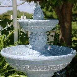 Buy 🔔 Sunnydaze Decor Sunnydaze Outdoor Polyresin Solar Powered Dual Pineapple 2-Tier Cascading Water Fountain with LED Lights and Battery Backup - 34" 🔥 -Garden Decor Shop unnamed file 6873