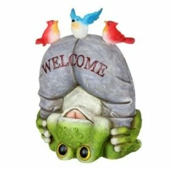 Best reviews of 🔔 10" Solar Welcome Frog With Birds Resin Statue Gray - Exhart ✨ -Garden Decor Shop unnamed file 690
