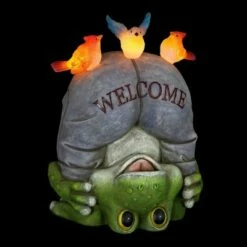 Best reviews of 🔔 10" Solar Welcome Frog With Birds Resin Statue Gray - Exhart ✨ -Garden Decor Shop unnamed file 691