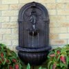 Outlet 😀 Sunnydaze Decor Sunnydaze 27"H Electric Polystone Florence Outdoor Wall-Mount Water Fountain, Iron Finish 😉