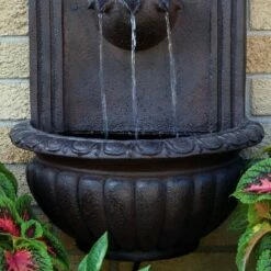 Outlet 😀 Sunnydaze Decor Sunnydaze 27"H Electric Polystone Florence Outdoor Wall-Mount Water Fountain, Iron Finish 😉 -Garden Decor Shop unnamed file 6931