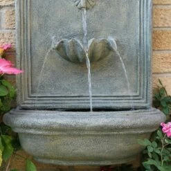Cheapest 😉 Sunnydaze Decor Sunnydaze 27"H Solar-Powered with Battery Pack Polystone Seaside Outdoor Wall-Mount Water Fountain, French Limestone Finish ⌛ -Garden Decor Shop unnamed file 6937