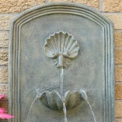 Cheapest 😉 Sunnydaze Decor Sunnydaze 27"H Solar-Powered with Battery Pack Polystone Seaside Outdoor Wall-Mount Water Fountain, French Limestone Finish ⌛ -Garden Decor Shop unnamed file 6939