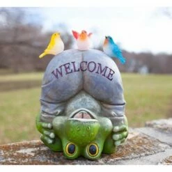 Best reviews of 🔔 10" Solar Welcome Frog With Birds Resin Statue Gray - Exhart ✨ -Garden Decor Shop unnamed file 694