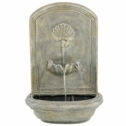 Cheapest 😉 Sunnydaze Decor Sunnydaze 27"H Solar-Powered with Battery Pack Polystone Seaside Outdoor Wall-Mount Water Fountain, French Limestone Finish ⌛ -Garden Decor Shop unnamed file 6940