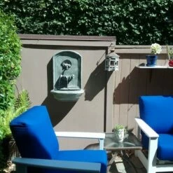 Cheapest 😉 Sunnydaze Decor Sunnydaze 27"H Solar-Powered with Battery Pack Polystone Seaside Outdoor Wall-Mount Water Fountain, French Limestone Finish ⌛ -Garden Decor Shop unnamed file 6942