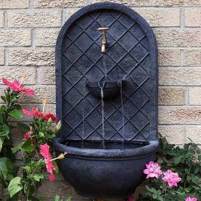 Cheap 👍 Sunnydaze Decor Sunnydaze 26"H Solar-Powered with Battery Pack Polystone Messina Outdoor Wall-Mount Water Fountain, Lead Finish 🎁 3 Cheap 👍 Sunnydaze Decor Sunnydaze 26"H Solar-Powered with Battery Pack Polystone Messina Outdoor Wall-Mount Water Fountain, Lead Finish 🎁