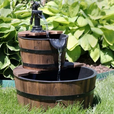 Discount π₯° Sunnydaze Decor Sunnydaze 23"H Electric Fir Wood 2-Tier Farmhouse Barrel with Metal Decorative Hand Pump Outdoor Water Fountain π 3 Discount π₯° Sunnydaze Decor Sunnydaze 23"H Electric Fir Wood 2-Tier Farmhouse Barrel with Metal Decorative Hand Pump Outdoor Water Fountain π