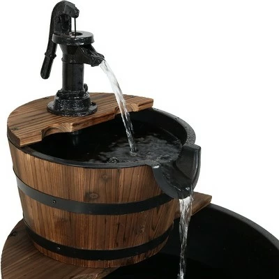 Discount π₯° Sunnydaze Decor Sunnydaze 23"H Electric Fir Wood 2-Tier Farmhouse Barrel with Metal Decorative Hand Pump Outdoor Water Fountain π 4 Discount π₯° Sunnydaze Decor Sunnydaze 23"H Electric Fir Wood 2-Tier Farmhouse Barrel with Metal Decorative Hand Pump Outdoor Water Fountain π - Image 2