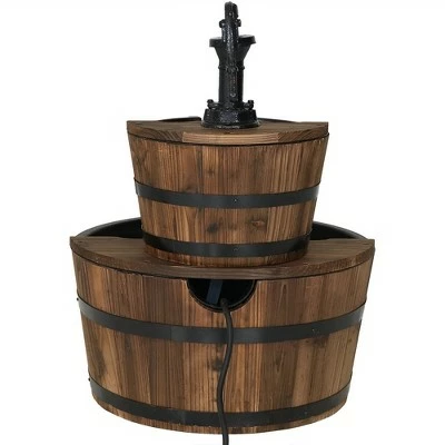 Discount π₯° Sunnydaze Decor Sunnydaze 23"H Electric Fir Wood 2-Tier Farmhouse Barrel with Metal Decorative Hand Pump Outdoor Water Fountain π 6 Discount π₯° Sunnydaze Decor Sunnydaze 23"H Electric Fir Wood 2-Tier Farmhouse Barrel with Metal Decorative Hand Pump Outdoor Water Fountain π - Image 4