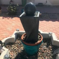 Promo ⭐ Sunnydaze Decor Sunnydaze Outdoor Black Ball Solar Powered Water Fountain with Backup Battery and LED Light - 32" - Black 🔔 -Garden Decor Shop unnamed file 7018