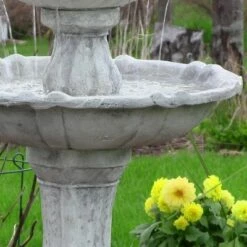 Best deal 🎁 Sunnydaze Decor Sunnydaze Outdoor 2-Tier Solar Powered Polyresin Arcade Water Fountain with Battery Backup and LED Light - 45" - White 💯 -Garden Decor Shop unnamed file 7055