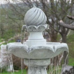 Best deal 🎁 Sunnydaze Decor Sunnydaze Outdoor 2-Tier Solar Powered Polyresin Arcade Water Fountain with Battery Backup and LED Light - 45" - White 💯 -Garden Decor Shop unnamed file 7056