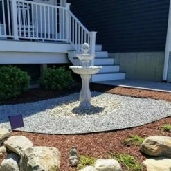 Best deal 🎁 Sunnydaze Decor Sunnydaze Outdoor 2-Tier Solar Powered Polyresin Arcade Water Fountain with Battery Backup and LED Light - 45" - White 💯 -Garden Decor Shop unnamed file 7059