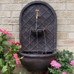 Best reviews of ⭐ Sunnydaze Decor Sunnydaze 27"H Electric Polystone Seaside Outdoor Wall-Mount Water Fountain, Iron Finish 😀