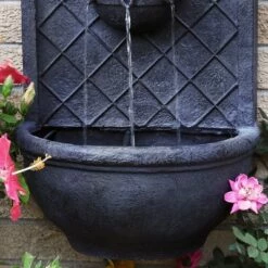 New ⭐ Sunnydaze Decor Sunnydaze 26"H Electric Polystone Messina Outdoor Wall-Mount Water Fountain, Lead Finish ⌛ -Garden Decor Shop unnamed file 7186