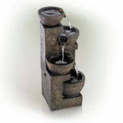 Budget 🧨 Alpine Corporation 24" Three Tier Stone Bowl Tabletop Fountain - Light Green ⭐ -Garden Decor Shop unnamed file 7199