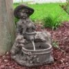 Coupon 👏 Sunnydaze Decor Sunnydaze Outdoor Polyresin Boy with 🐶 Dog Solar Powered Water Fountain Feature with LED Light - 15" - Light Brown ⭐ -Garden Decor Shop unnamed file 7202