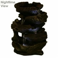 Promo ❤️ Sunnydaze Decor Sunnydaze Indoor Decorative Calming 5-Step Rock Falls Waterfall Tabletop Water Fountain with LED Lights - 14" ❤️