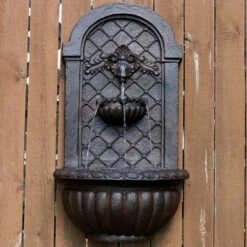 Budget 🎁 Sunnydaze Decor Sunnydaze 28"H Electric Polystone Venetian Outdoor Wall-Mount Water Fountain, Iron Finish 🔥
