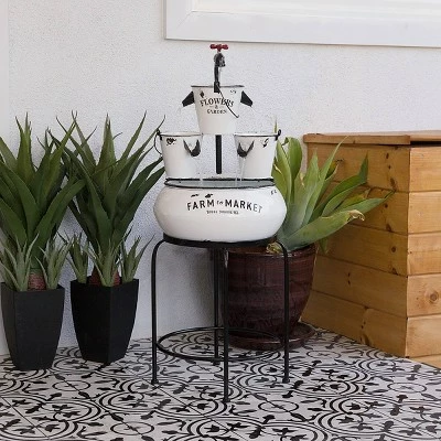 Best Sale π 36" Buckets with Faucet Tabletop Fountain White - Alpine Corporation π 4 Best Sale π 36" Buckets with Faucet Tabletop Fountain White - Alpine Corporation π - Image 2
