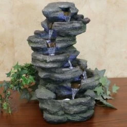 Budget ✔️ Sunnydaze Decor Sunnydaze 18"H Electric Polyresin Stacked Rock Waterfall Indoor/Outdoor Tabletop Water Fountain with LED Lights ✨ -Garden Decor Shop unnamed file 7283