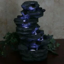 Budget ✔️ Sunnydaze Decor Sunnydaze 18"H Electric Polyresin Stacked Rock Waterfall Indoor/Outdoor Tabletop Water Fountain with LED Lights ✨ -Garden Decor Shop unnamed file 7291