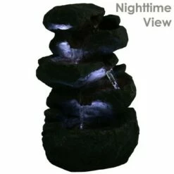 Budget 🎁 Sunnydaze Decor Sunnydaze Indoor Home Decorative Relaxing Stacked Rocks Tabletop Water Fountain with LED Lights - 10" 💯