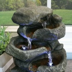 Budget 🎁 Sunnydaze Decor Sunnydaze Indoor Home Decorative Relaxing Stacked Rocks Tabletop Water Fountain with LED Lights - 10" 💯 -Garden Decor Shop unnamed file 7370