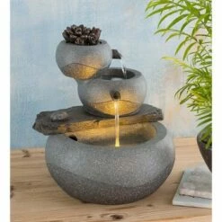 Outlet 🔔 Wind & Weather Lighted Three-Tier Indoor Fountain with Electric Pump 👏