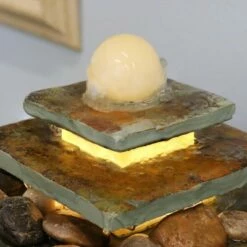 New 🎁 Sunnydaze Decor Sunnydaze Indoor Home Office Slate and Polished Stone Ball Tiered Tabletop Water Fountain with LED Light - 8" ⭐ -Garden Decor Shop unnamed file 7401