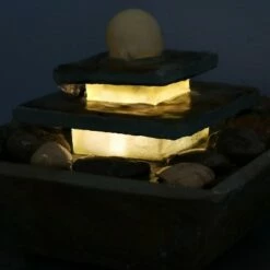 New 🎁 Sunnydaze Decor Sunnydaze Indoor Home Office Slate and Polished Stone Ball Tiered Tabletop Water Fountain with LED Light - 8" ⭐ -Garden Decor Shop unnamed file 7403