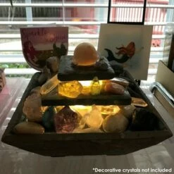 New 🎁 Sunnydaze Decor Sunnydaze Indoor Home Office Slate and Polished Stone Ball Tiered Tabletop Water Fountain with LED Light - 8" ⭐ -Garden Decor Shop unnamed file 7406