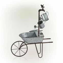 Promo ❤️ Alpine Corporation Alpine 36" Metal Watering Can Wheelbarrow Fountain ✨ -Garden Decor Shop unnamed file 7409