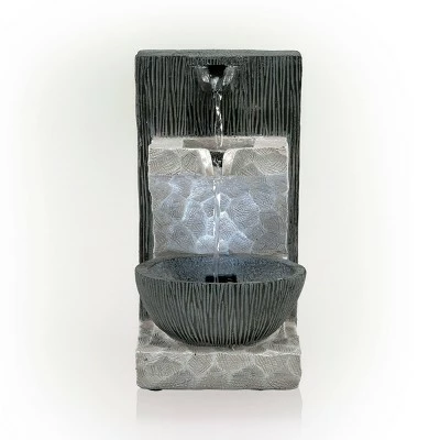 Discount ✨ Alpine Corporation Alpine 14" Modern Cascading Tabletop Fountain with LED Lights Gray ⌛ 3 Discount ✨ Alpine Corporation Alpine 14" Modern Cascading Tabletop Fountain with LED Lights Gray ⌛